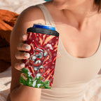 Personalised Dolphins Rugby Christmas 4 in 1 Can Cooler Tumbler Santa Rugby Mascot - Pine Wreath Festive
