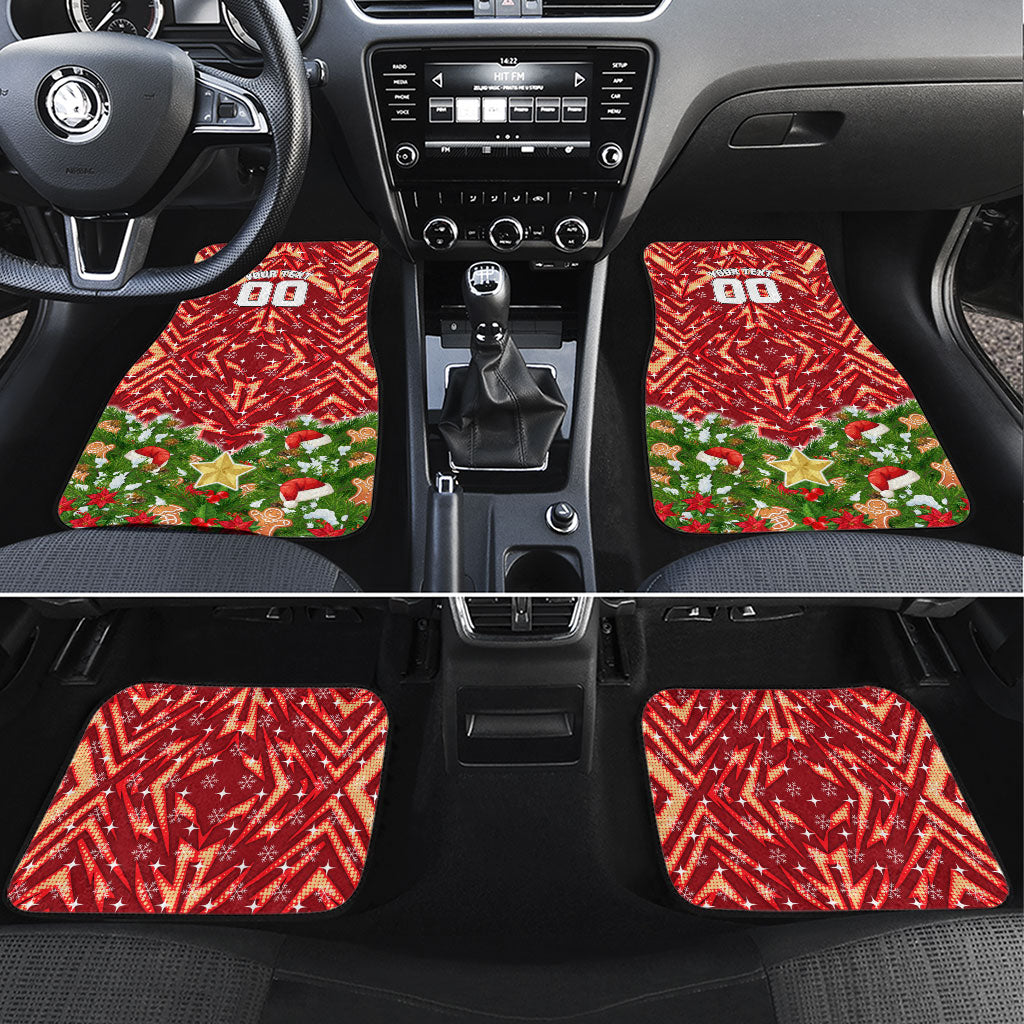 Personalised Dolphins Rugby Christmas Car Mats Santa Rugby Mascot - Pine Wreath Festive