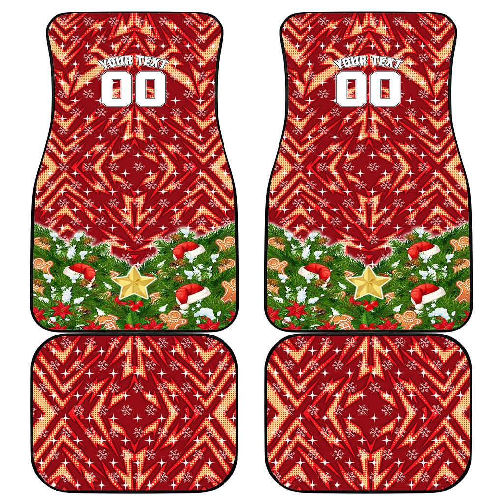 Personalised Dolphins Rugby Christmas Car Mats Santa Rugby Mascot - Pine Wreath Festive