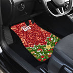 Personalised Dolphins Rugby Christmas Car Mats Santa Rugby Mascot - Pine Wreath Festive