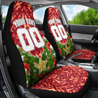 Personalised Dolphins Rugby Christmas Car Seat Cover Santa Rugby Mascot - Pine Wreath Festive
