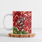 Personalised Dolphins Rugby Christmas Ceramic Mug Santa Rugby Mascot - Pine Wreath Festive
