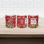 Personalised Dolphins Rugby Christmas Ceramic Mug Santa Rugby Mascot - Pine Wreath Festive