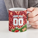 Personalised Dolphins Rugby Christmas Ceramic Mug Santa Rugby Mascot - Pine Wreath Festive