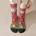 Personalised Dolphins Rugby Christmas Crew Socks Santa Rugby Mascot - Pine Wreath Festive