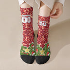Personalised Dolphins Rugby Christmas Crew Socks Santa Rugby Mascot - Pine Wreath Festive