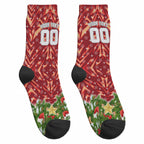 Personalised Dolphins Rugby Christmas Crew Socks Santa Rugby Mascot - Pine Wreath Festive