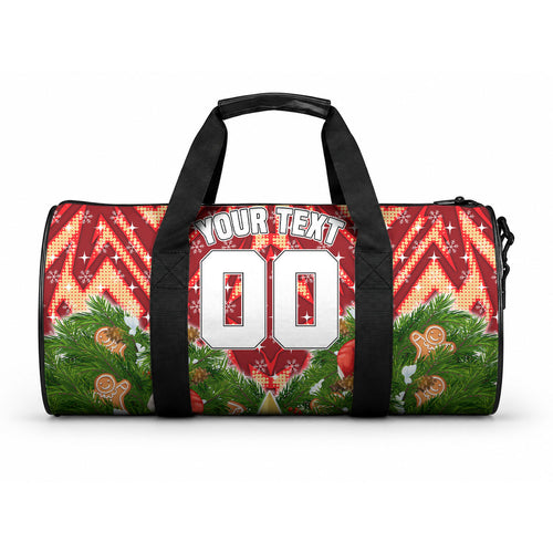Personalised Dolphins Rugby Christmas Duffle Bag Santa Rugby Mascot - Pine Wreath Festive