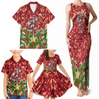 Personalised Dolphins Rugby Christmas Family Matching Tank Maxi Dress and Hawaiian Shirt Santa Rugby Mascot - Pine Wreath Festive