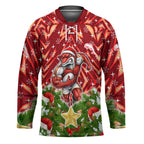 Personalised Dolphins Rugby Christmas Hockey Jersey Santa Rugby Mascot - Pine Wreath Festive
