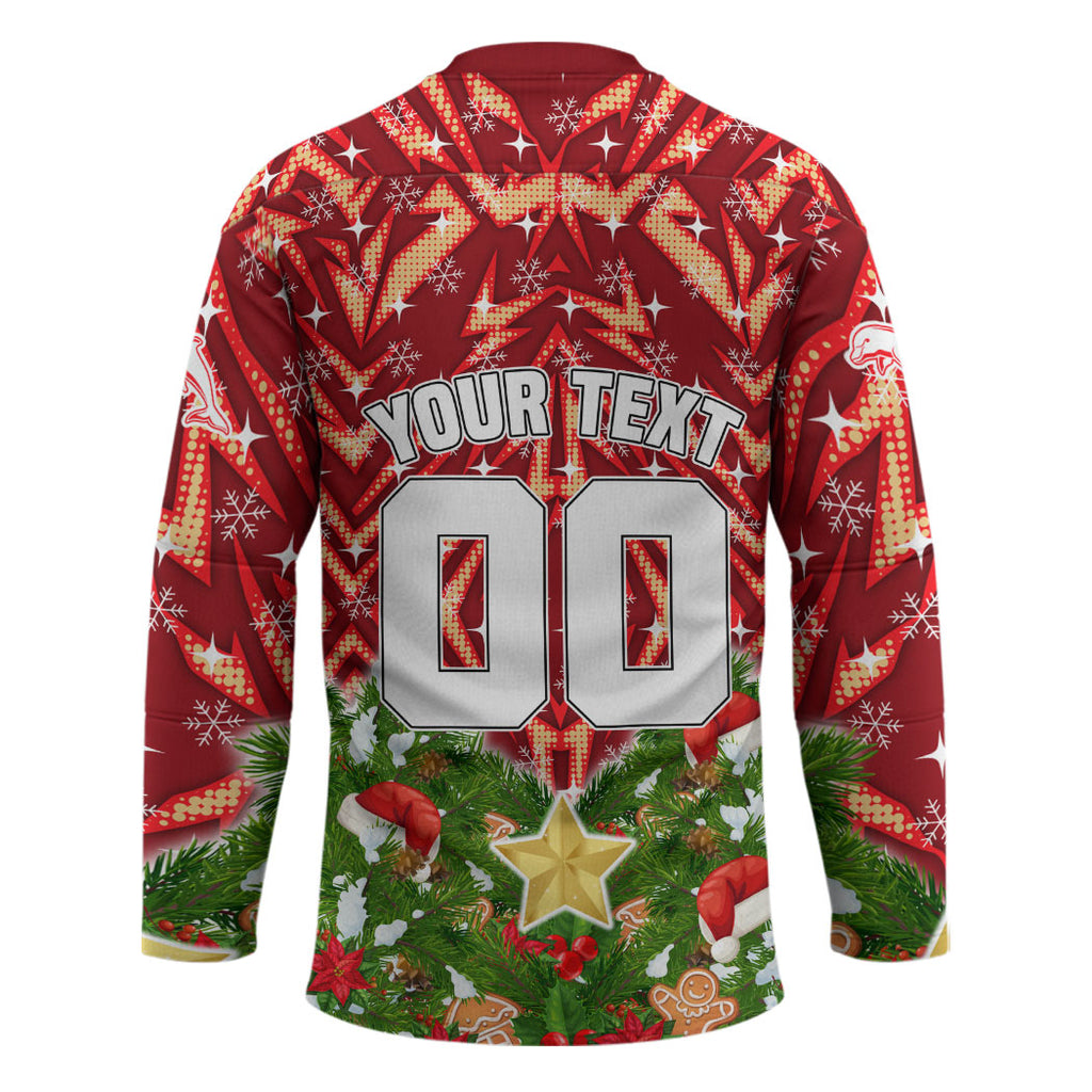 Personalised Dolphins Rugby Christmas Hockey Jersey Santa Rugby Mascot - Pine Wreath Festive