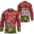 Personalised Dolphins Rugby Christmas Hockey Jersey Santa Rugby Mascot - Pine Wreath Festive