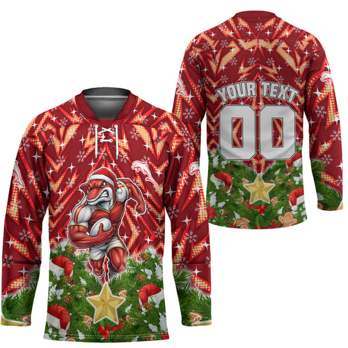 Personalised Dolphins Rugby Christmas Hockey Jersey Santa Rugby Mascot - Pine Wreath Festive