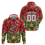 Personalised Dolphins Rugby Christmas Hoodie Santa Rugby Mascot - Pine Wreath Festive