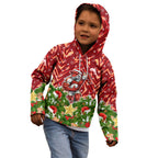 Personalised Dolphins Rugby Christmas Kid Hoodie Santa Rugby Mascot - Pine Wreath Festive