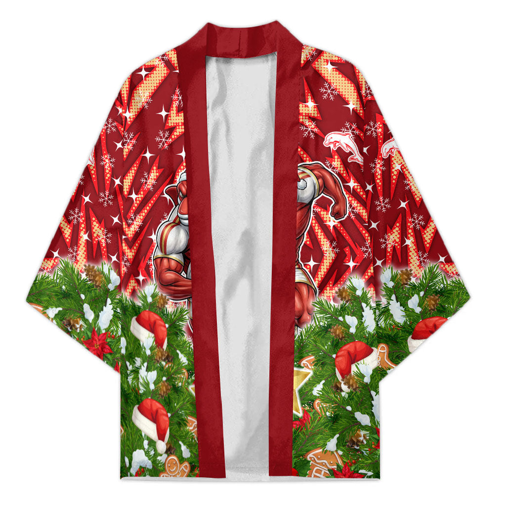 Personalised Dolphins Rugby Christmas Kimono Santa Rugby Mascot - Pine Wreath Festive