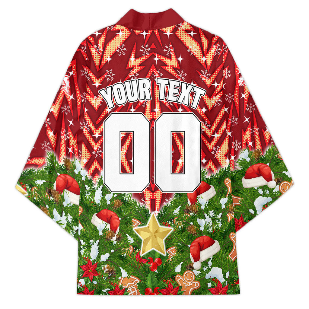 Personalised Dolphins Rugby Christmas Kimono Santa Rugby Mascot - Pine Wreath Festive