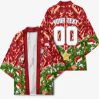 Personalised Dolphins Rugby Christmas Kimono Santa Rugby Mascot - Pine Wreath Festive