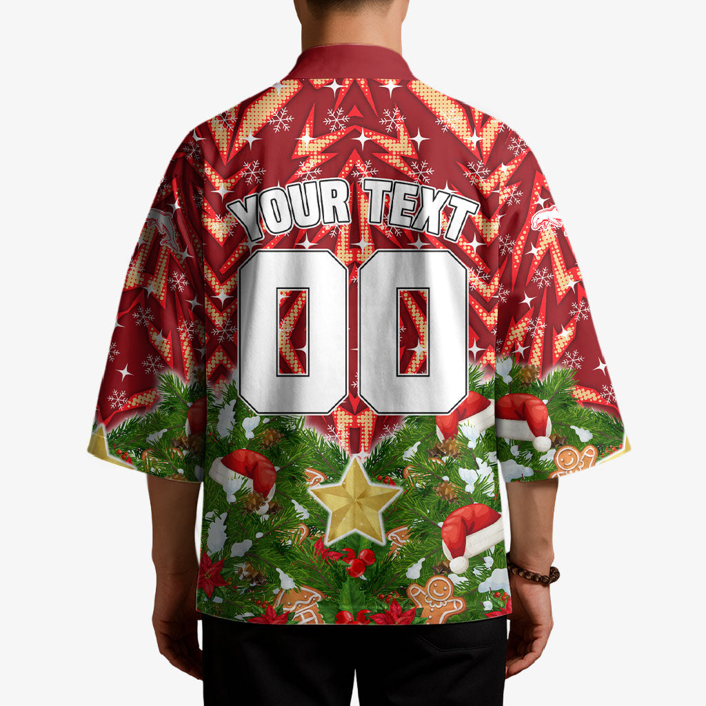 Personalised Dolphins Rugby Christmas Kimono Santa Rugby Mascot - Pine Wreath Festive