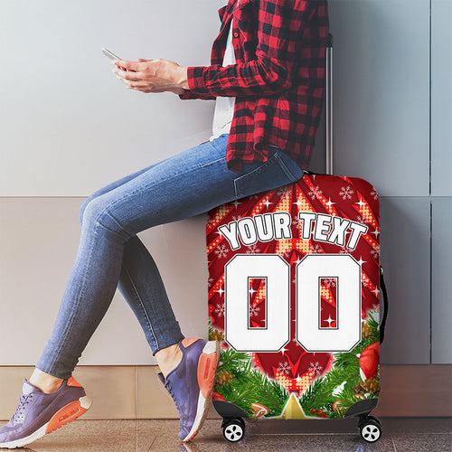 Personalised Dolphins Rugby Christmas Luggage Cover Santa Rugby Mascot - Pine Wreath Festive