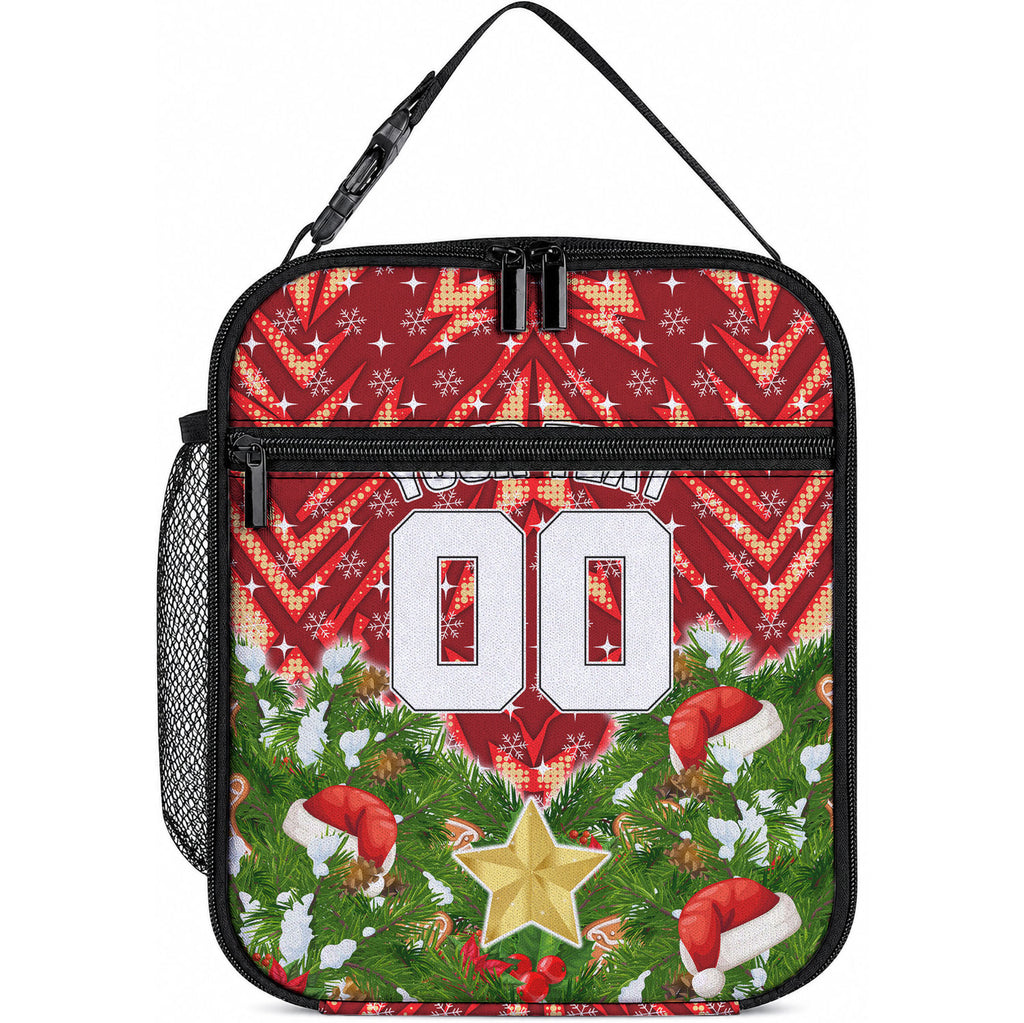 Personalised Dolphins Rugby Christmas Lunch Bag Santa Rugby Mascot - Pine Wreath Festive