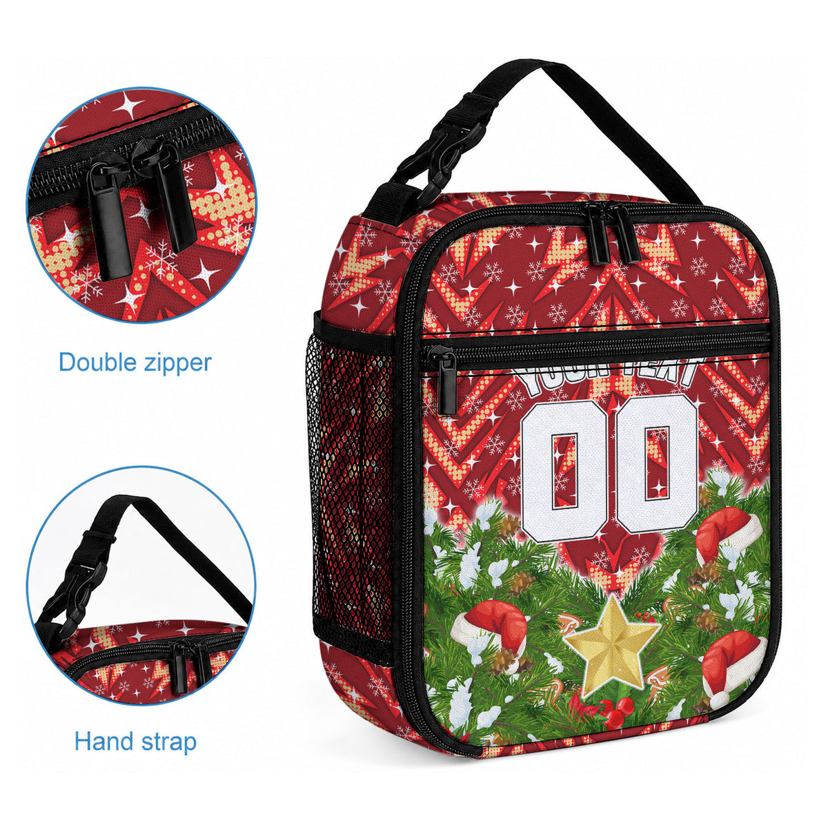 Personalised Dolphins Rugby Christmas Lunch Bag Santa Rugby Mascot - Pine Wreath Festive
