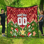 Personalised Dolphins Rugby Christmas Quilt Santa Rugby Mascot - Pine Wreath Festive