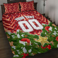 Personalised Dolphins Rugby Christmas Quilt Bed Set Santa Rugby Mascot - Pine Wreath Festive