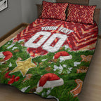 Personalised Dolphins Rugby Christmas Quilt Bed Set Santa Rugby Mascot - Pine Wreath Festive