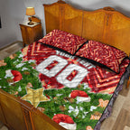 Personalised Dolphins Rugby Christmas Quilt Bed Set Santa Rugby Mascot - Pine Wreath Festive