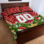 Personalised Dolphins Rugby Christmas Quilt Bed Set Santa Rugby Mascot - Pine Wreath Festive