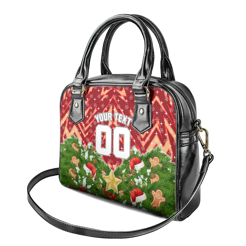 Personalised Dolphins Rugby Christmas Shoulder Handbag Santa Rugby Mascot - Pine Wreath Festive