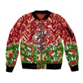 Personalised Dolphins Rugby Christmas Sleeve Zip Bomber Jacket Santa Rugby Mascot - Pine Wreath Festive