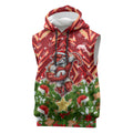Personalised Dolphins Rugby Christmas Sleeveless Hoodie Santa Rugby Mascot - Pine Wreath Festive