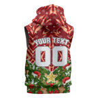 Personalised Dolphins Rugby Christmas Sleeveless Hoodie Santa Rugby Mascot - Pine Wreath Festive