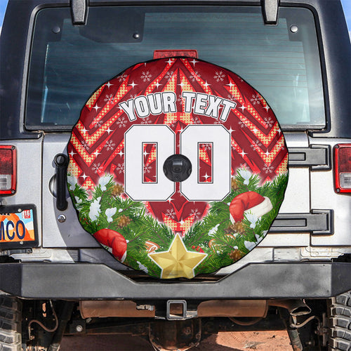 Personalised Dolphins Rugby Christmas Spare Tire Cover Santa Rugby Mascot - Pine Wreath Festive