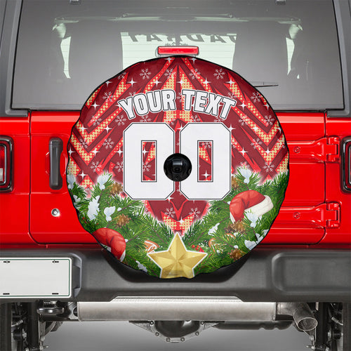 Personalised Dolphins Rugby Christmas Spare Tire Cover Santa Rugby Mascot - Pine Wreath Festive