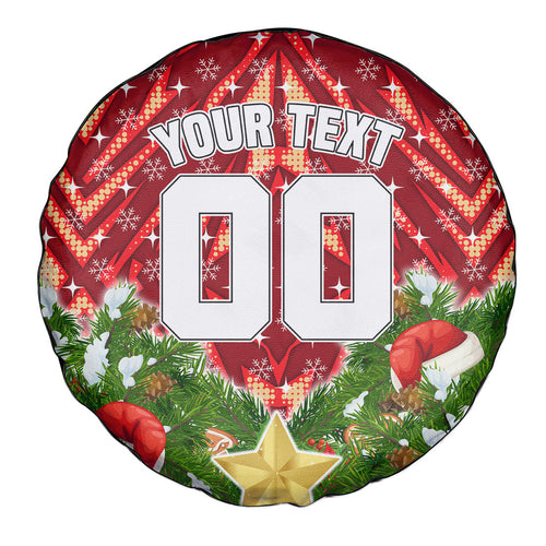 Personalised Dolphins Rugby Christmas Spare Tire Cover Santa Rugby Mascot - Pine Wreath Festive