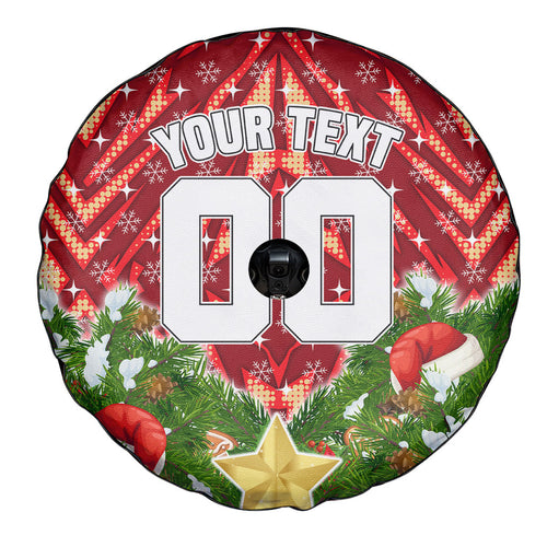 Personalised Dolphins Rugby Christmas Spare Tire Cover Santa Rugby Mascot - Pine Wreath Festive