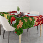 Personalised Dolphins Rugby Christmas Tablecloth Santa Rugby Mascot - Pine Wreath Festive