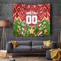 Personalised Dolphins Rugby Christmas Tapestry Santa Rugby Mascot - Pine Wreath Festive