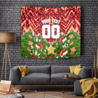 Personalised Dolphins Rugby Christmas Tapestry Santa Rugby Mascot - Pine Wreath Festive
