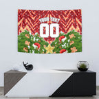 Personalised Dolphins Rugby Christmas Tapestry Santa Rugby Mascot - Pine Wreath Festive