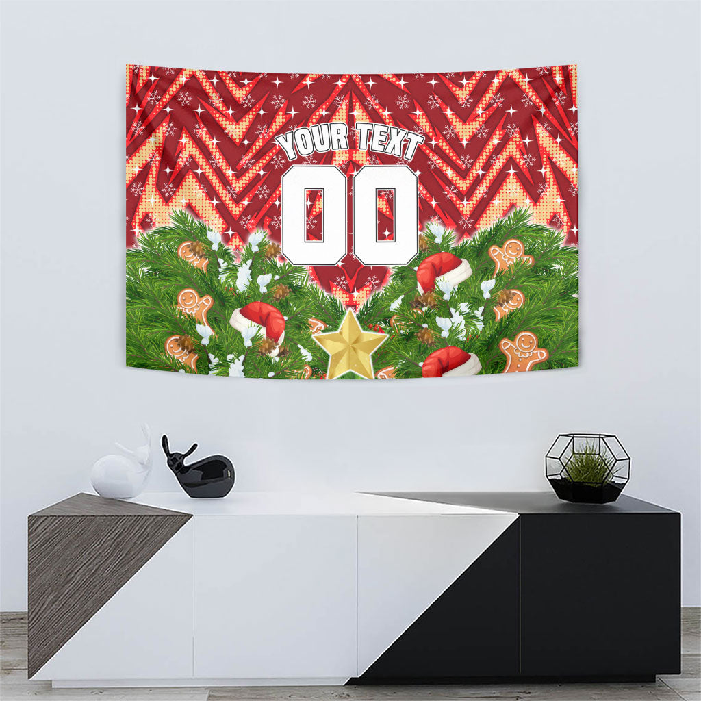 Personalised Dolphins Rugby Christmas Tapestry Santa Rugby Mascot - Pine Wreath Festive