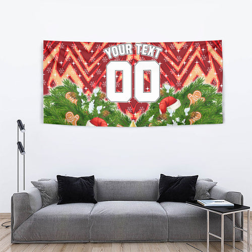 Personalised Dolphins Rugby Christmas Tapestry Santa Rugby Mascot - Pine Wreath Festive