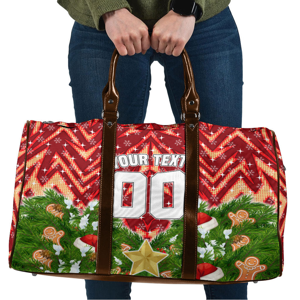 Personalised Dolphins Rugby Christmas Travel Bag Santa Rugby Mascot - Pine Wreath Festive