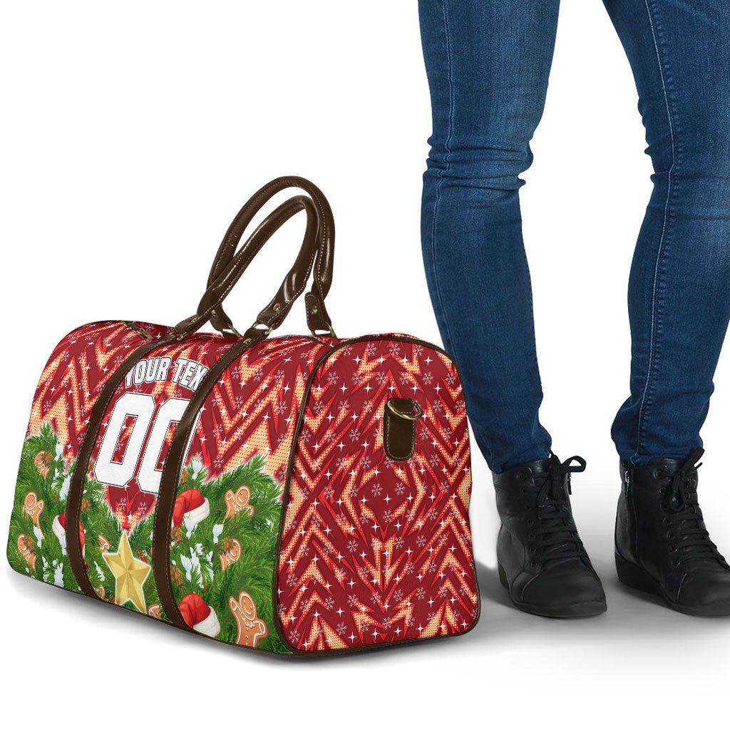 Personalised Dolphins Rugby Christmas Travel Bag Santa Rugby Mascot - Pine Wreath Festive
