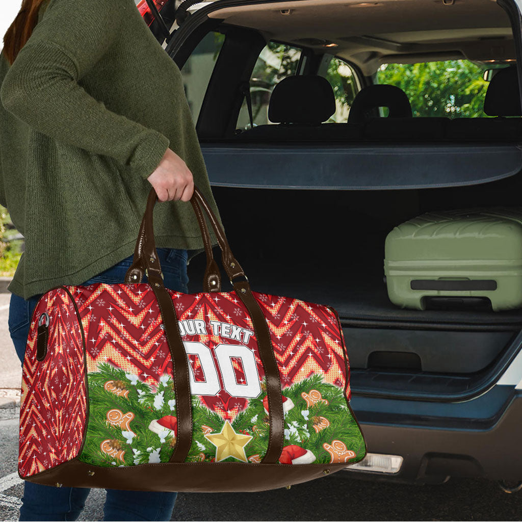 Personalised Dolphins Rugby Christmas Travel Bag Santa Rugby Mascot - Pine Wreath Festive