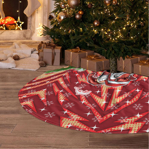Dolphins Rugby Christmas Tree Skirt Santa Rugby Mascot - Pine Wreath Festive