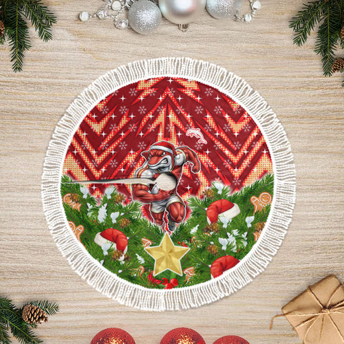 Dolphins Rugby Christmas Tree Skirt Santa Rugby Mascot - Pine Wreath Festive